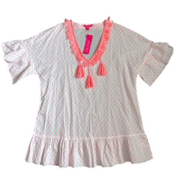 Lilly Pulitzer Kipper Swim Coverup Tangelo Neon Clip Size L/XL - Picture 5 of 12